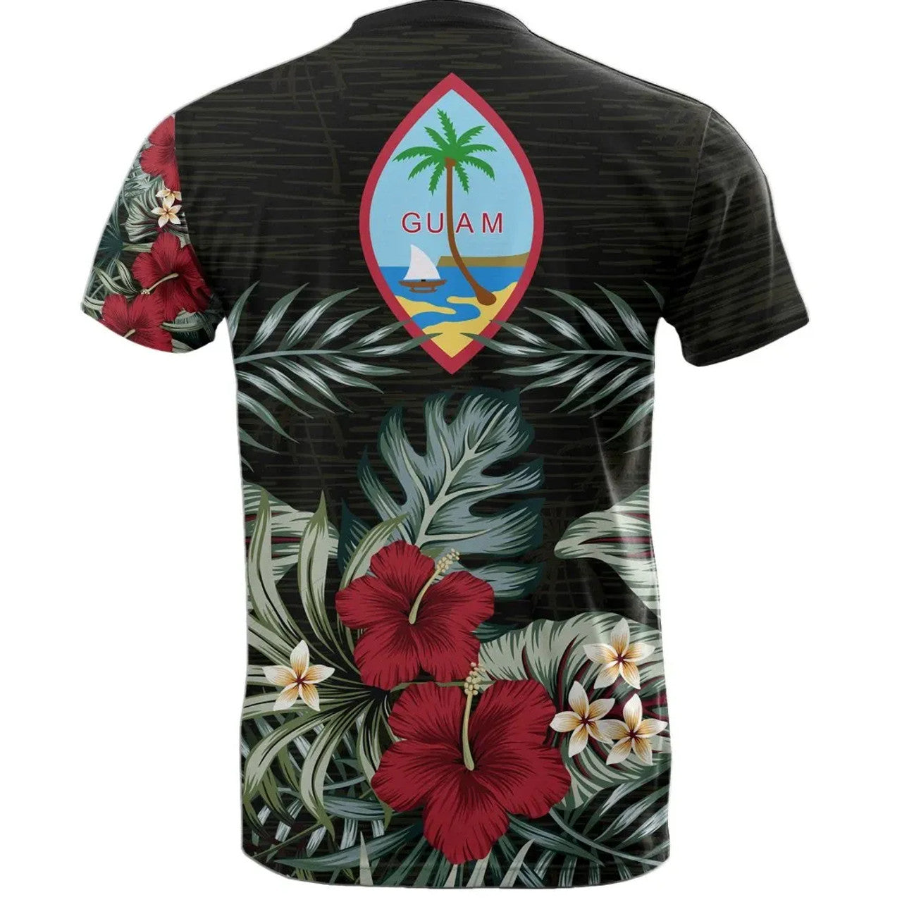 Guam Coat Of Arms Hibiscus Palm Leaves T-shirt Unisex