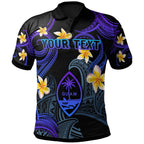 Personalised - Guam Polynesian Waves with Plumeria Flowers Polo Shirt Unisex