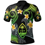 Guam Polynesian Waves with Plumeria Flowers Polo Shirt Unisex