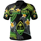 Personalised - Guam Polynesian Waves with Plumeria Flowers Polo Shirt Unisex