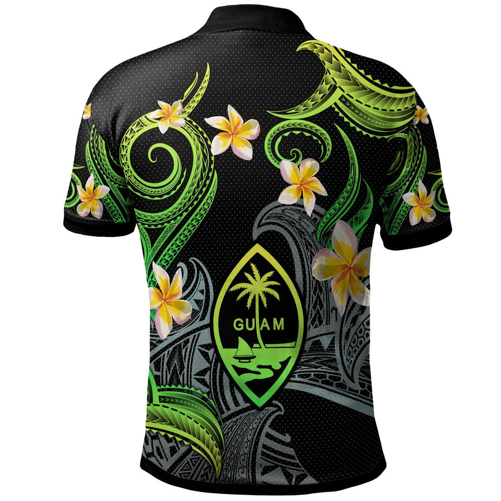Personalised - Guam Polynesian Waves with Plumeria Flowers Polo Shirt Unisex