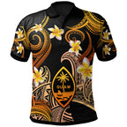 Guam Polynesian Waves with Plumeria Flowers Polo Shirt Unisex