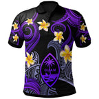 Guam Polynesian Waves with Plumeria Flowers Polo Shirt Unisex