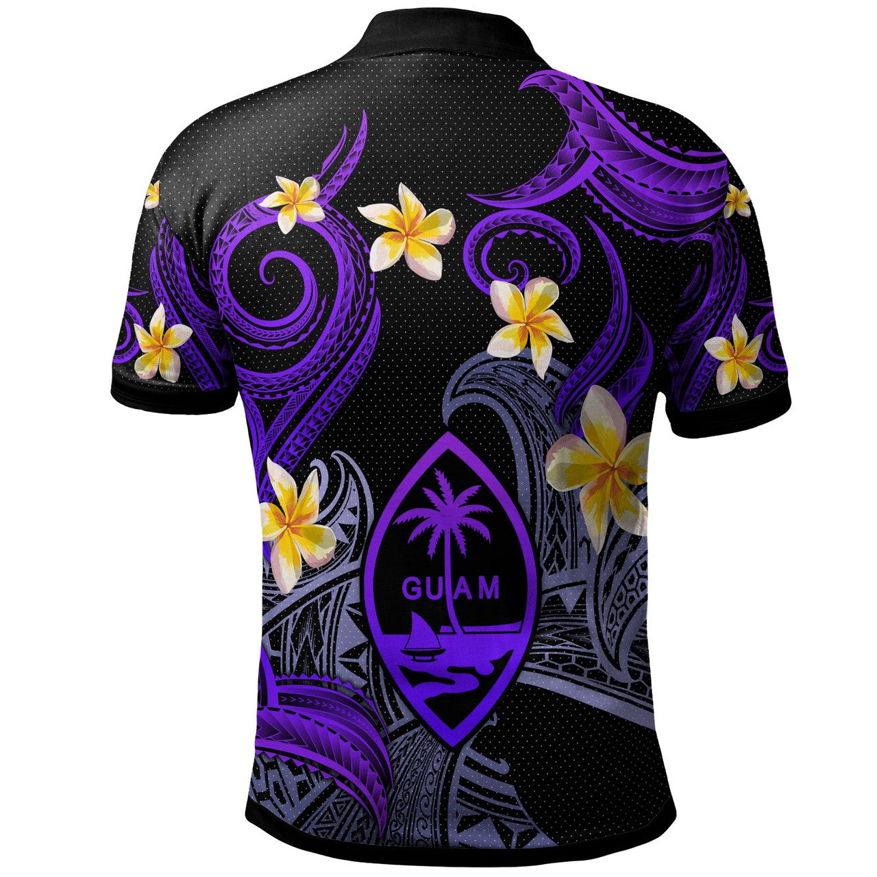 Personalised - Guam Polynesian Waves with Plumeria Flowers Polo Shirt Unisex