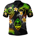 Guam Polynesian Waves with Plumeria Flowers Polo Shirt Unisex