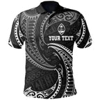 Personalised - Guam Polynesian White Tribal Wave Polo Shirt