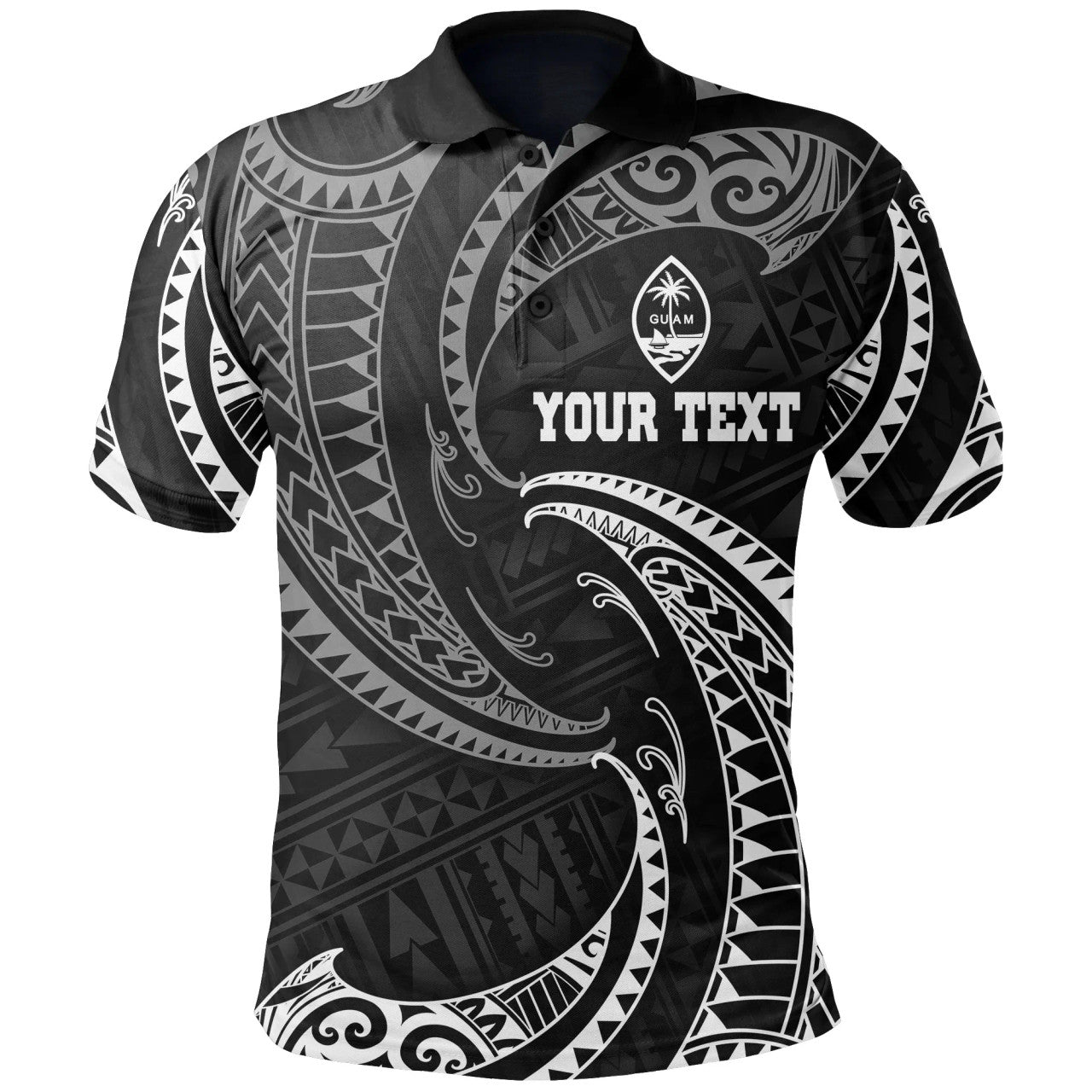 Personalised - Guam Polynesian White Tribal Wave Polo Shirt