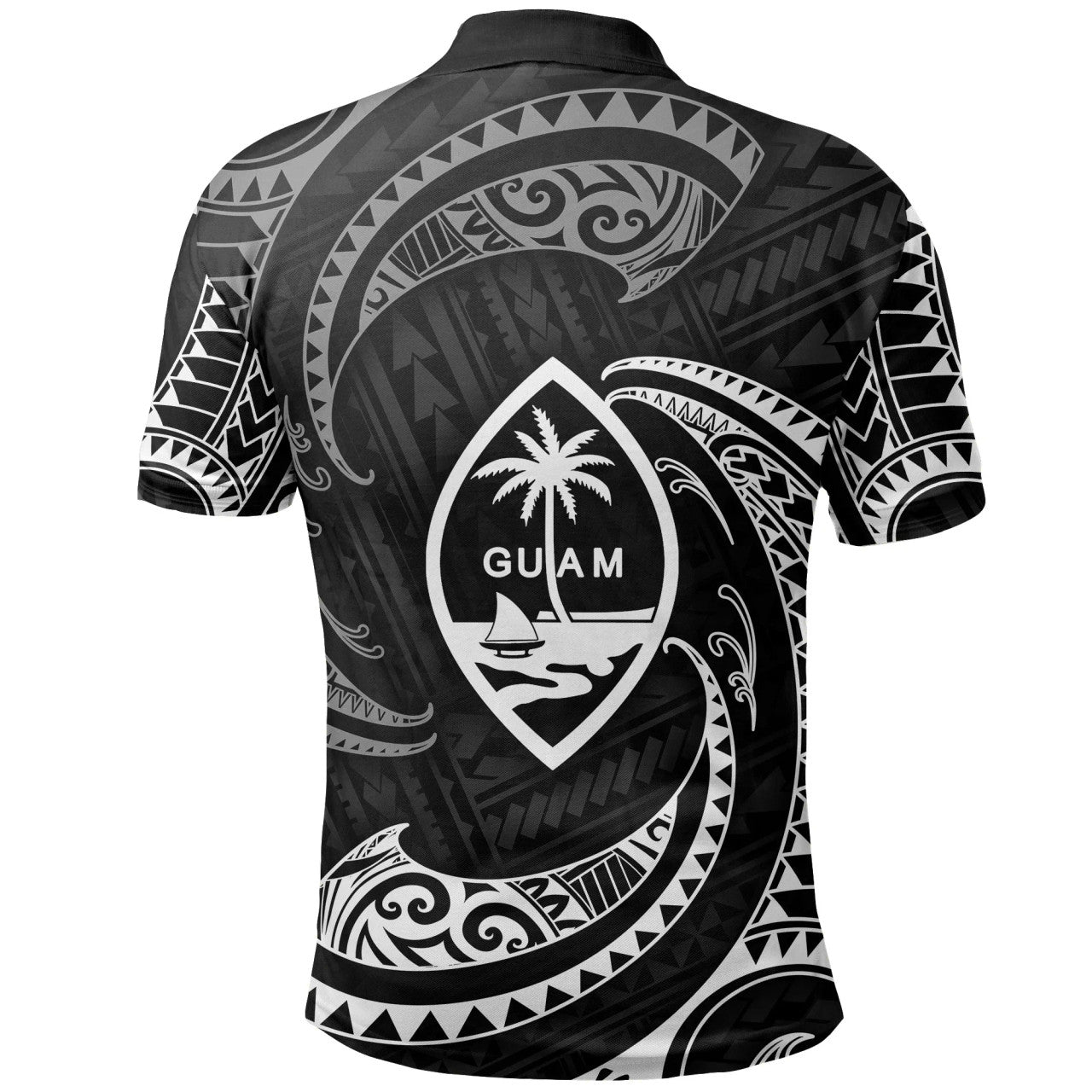 Personalised - Guam Polynesian White Tribal Wave Polo Shirt