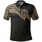 Guam Polynesian Gold Heart Shield Polo Shirt