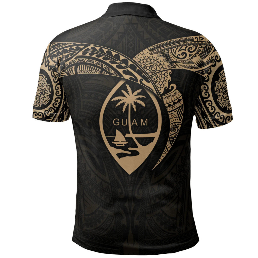 Guam Polynesian Gold Heart Shield Polo Shirt