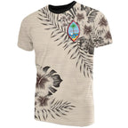 Guam FLag Beige Hibiscus Pattern T-shirt Unisex