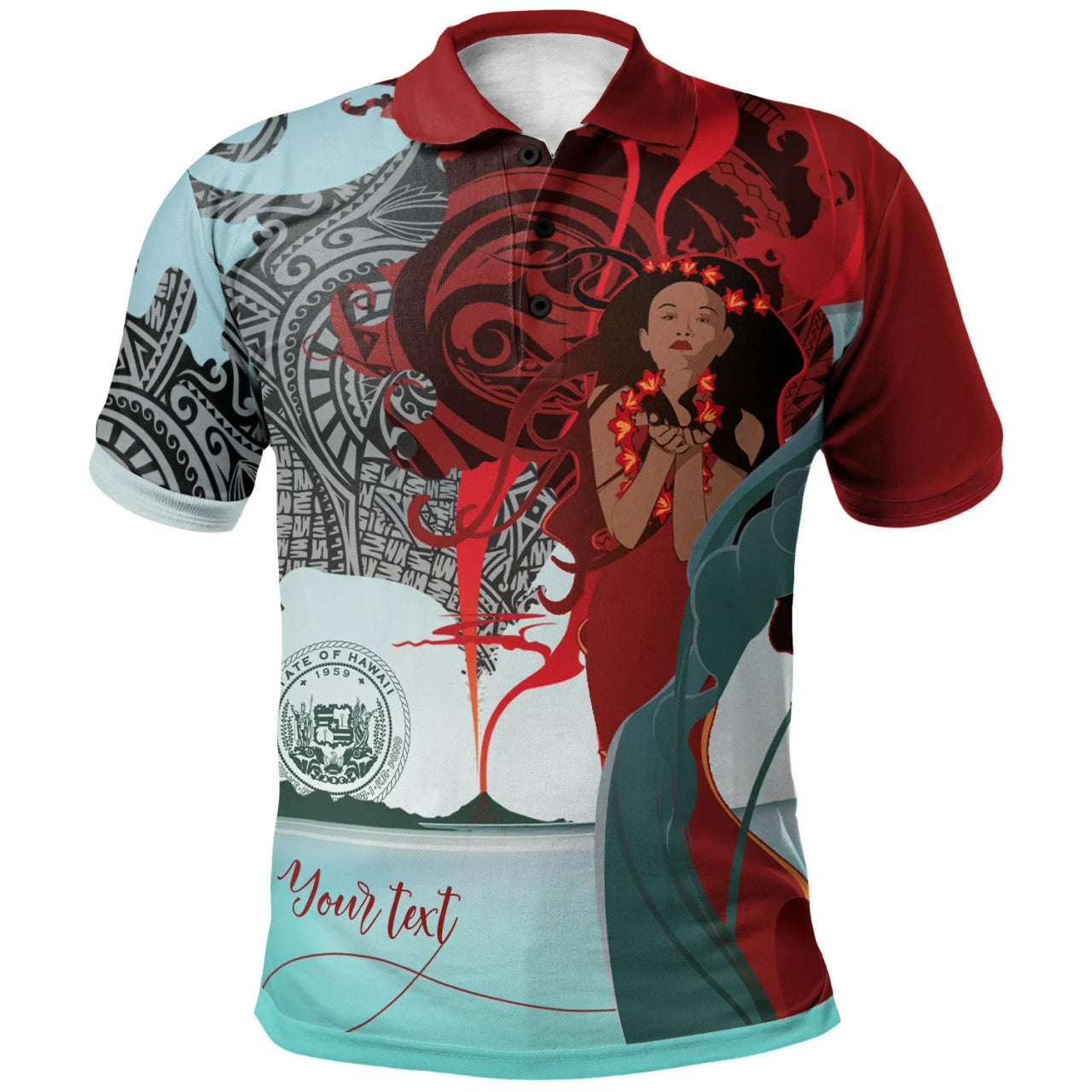 Hawaii Custom Personalized Polo Shirt - Polynesian Girl Of Volcano - AL01