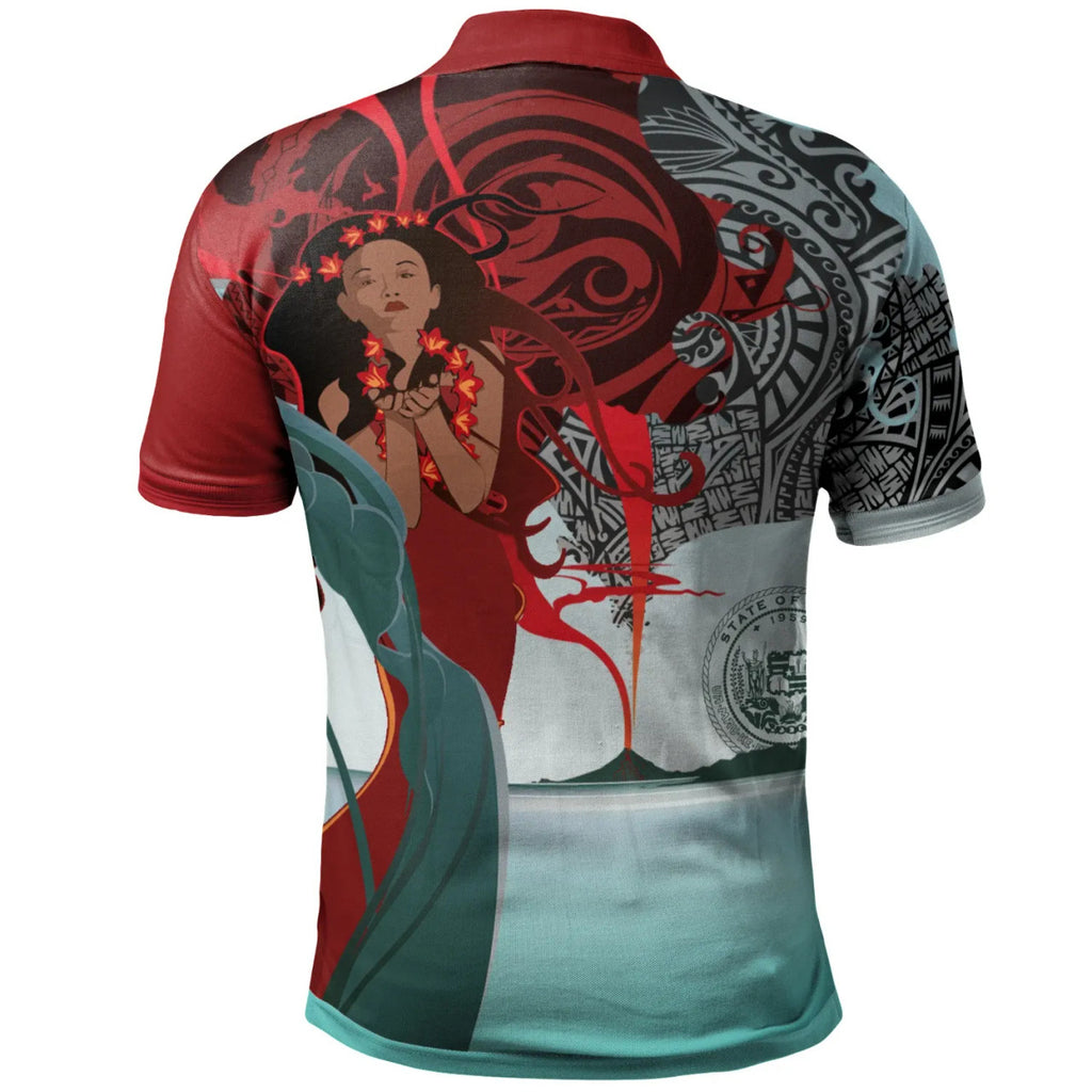 Hawaii Custom Personalized Polo Shirt - Polynesian Girl Of Volcano - AL01