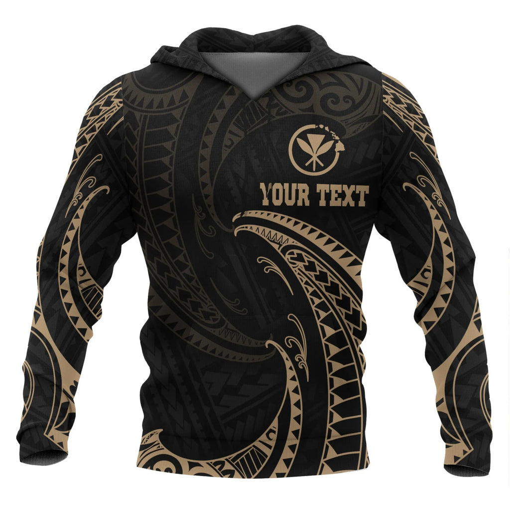 Personalised - Hawaii Polynesian With Gold Tribal Wave Hoodie For Men/Women