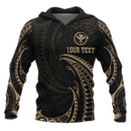 Personalised - Hawaii Polynesian With Gold Tribal Wave Hoodie For Men/Women