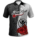 Hawaii Polynesian Custom Personalised Polo Shirt - Coat Of Arm With Hibiscus White - AL01