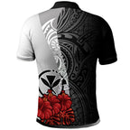Hawaii Polynesian Custom Personalised Polo Shirt - Coat Of Arm With Hibiscus White - AL01