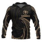 Hawaii Polynesian With Gold Tribal Wave Hoodie For Men/Women
