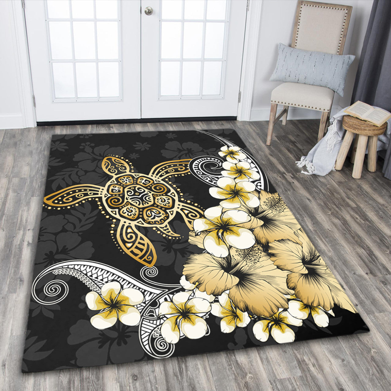 Hawaii Turtle Gold Tropical Area Rug