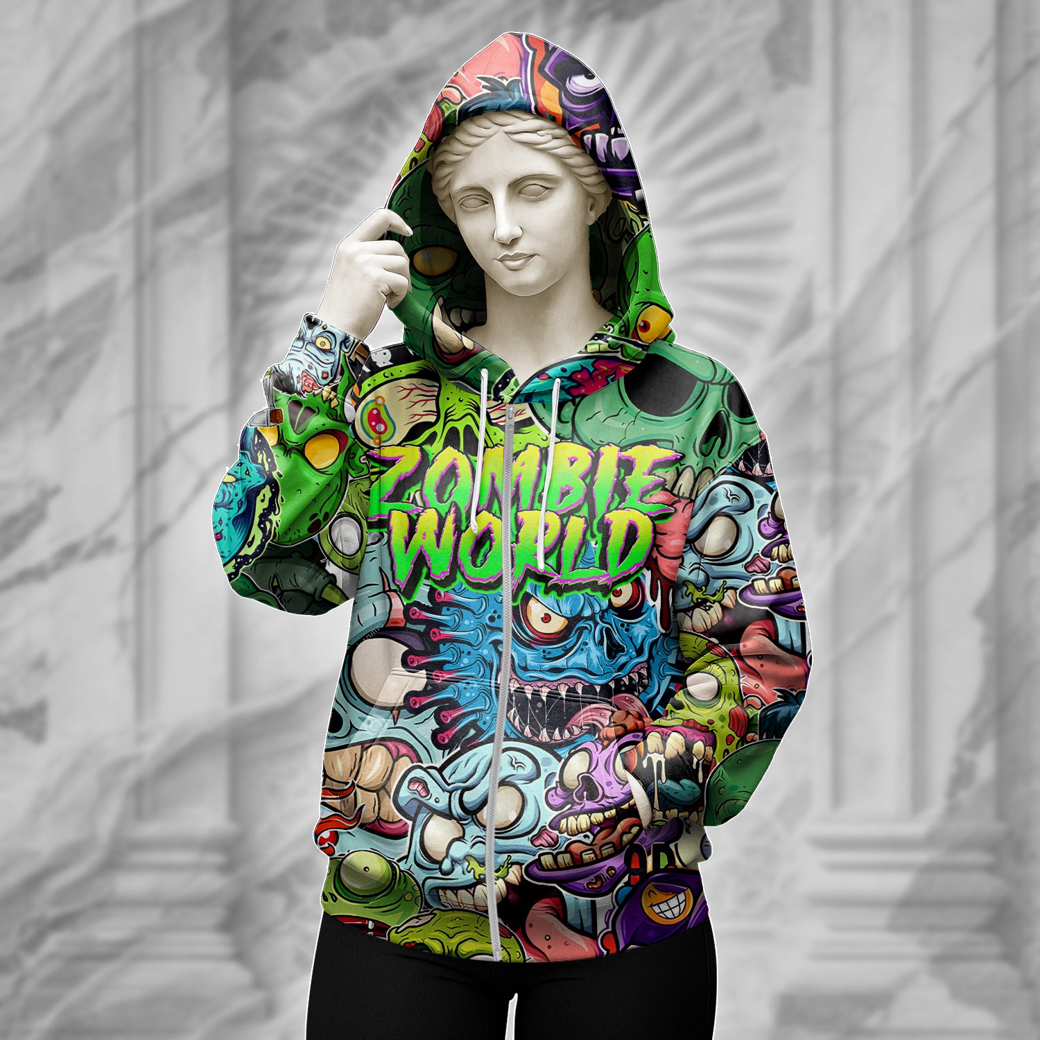 Zombie World Design Halloween Vibes Hoodie - TH02