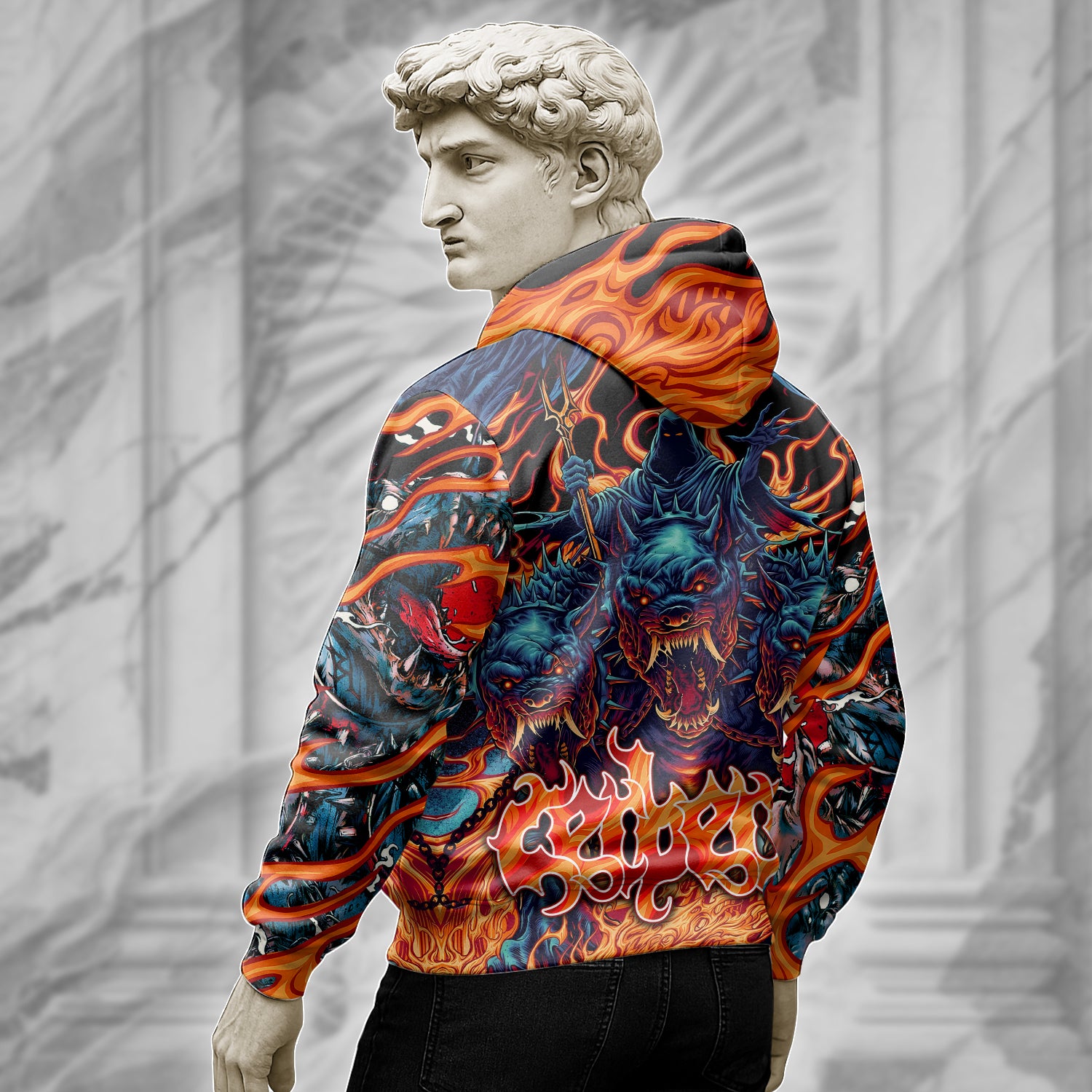 Cerberus Flame Design Halloween Vibes Hoodie - TH02