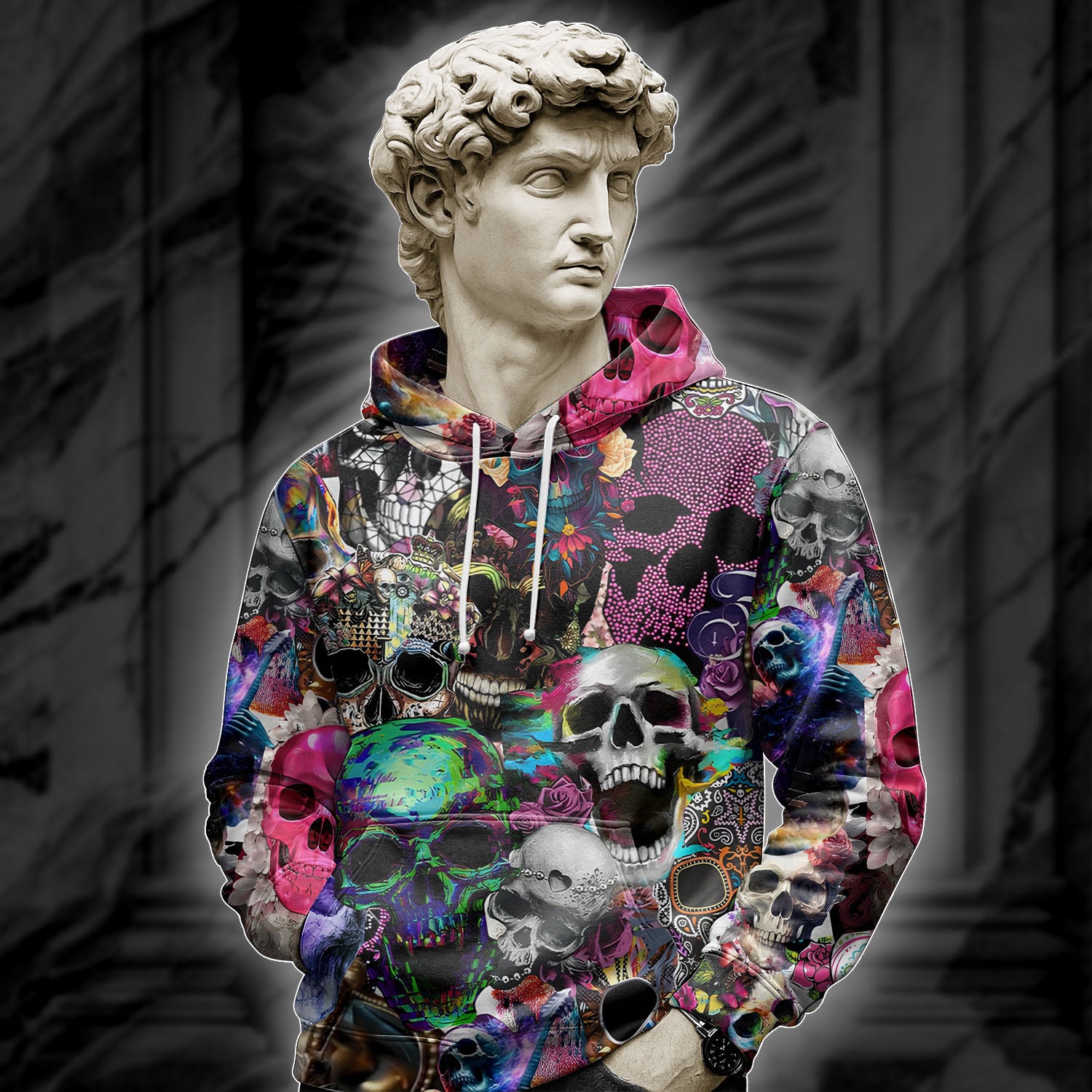 Skull Art Design Halloween Vibes Hoodie - TH02