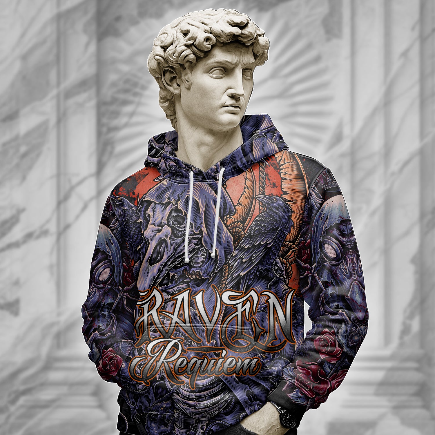 Personalised Raven Requiem Design Halloween Vibes Hoodie  - TH02
