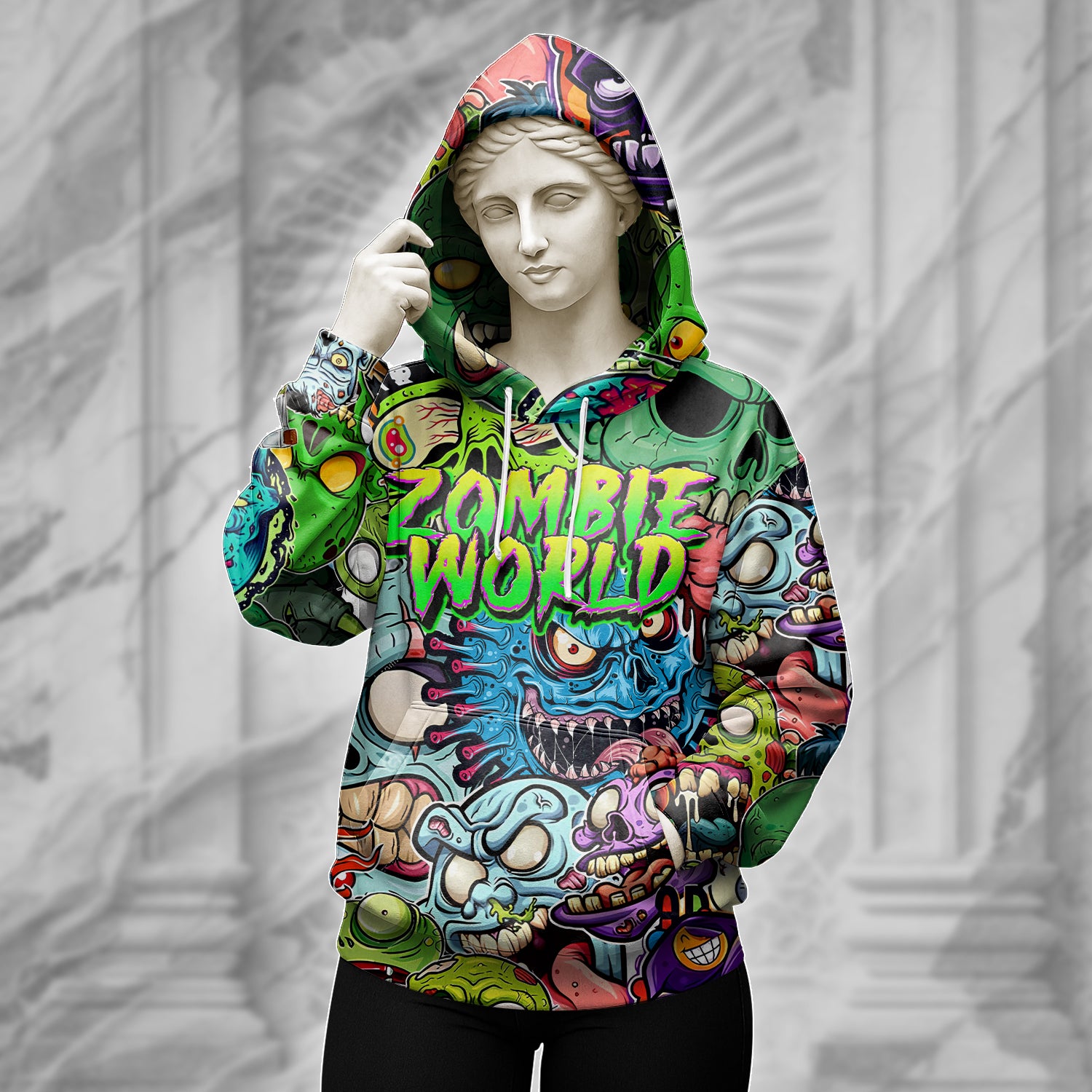 Zombie World Design Halloween Vibes Hoodie - TH02