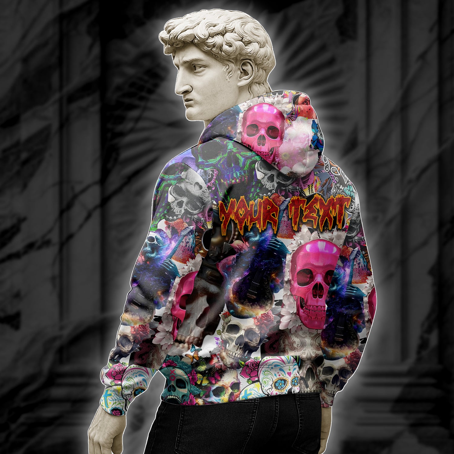 Personalised Skull Art Design Halloween Vibes Hoodie - TH02