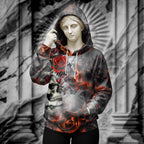 Personalised Rose Flames Of Hell Design Halloween Vibes Hoodie - TH02