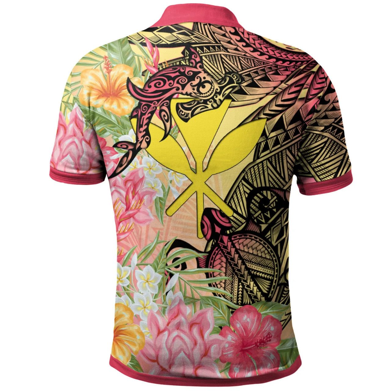 Kanaka Maoli Polo Shirt - Flowers Tropical With Sea Animals - AL01