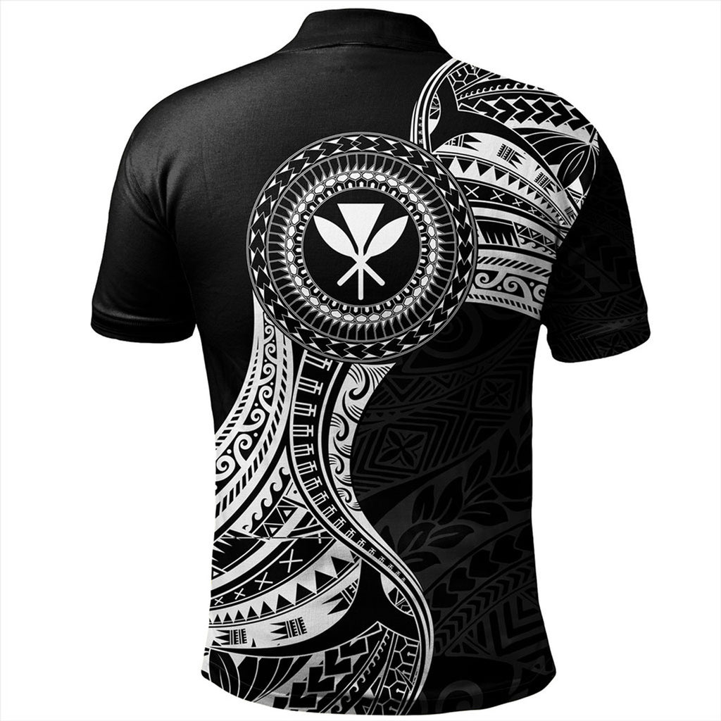 Hawaii Polo Shirt Kanaka Maoli Round Polynesian Tribal White - AL01