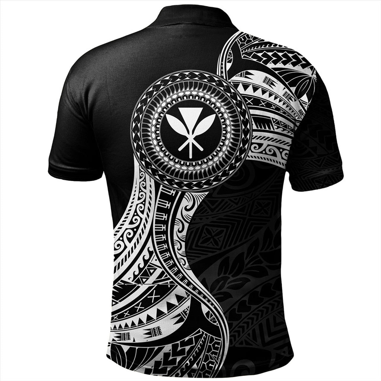 Hawaii Polo Shirt Kanaka Maoli Round Polynesian Tribal White - AL01