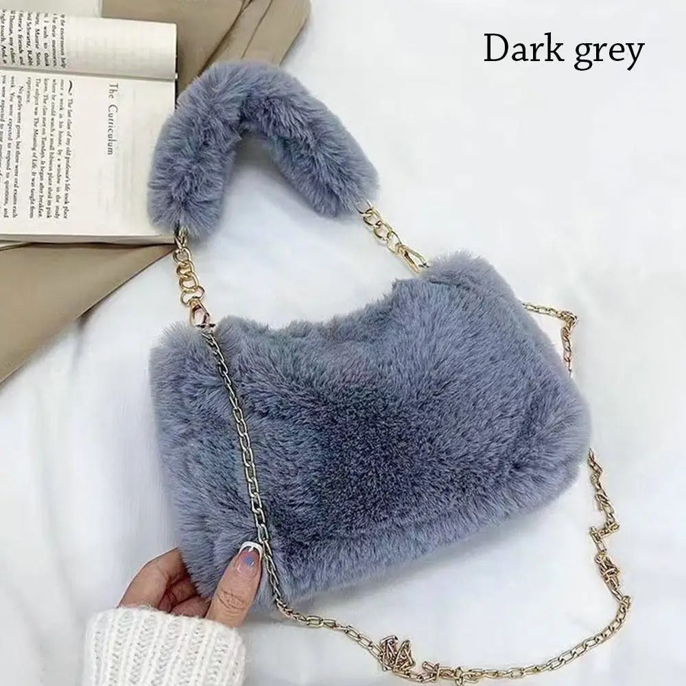 SnowGlow Plush Chain Underarm Bag
