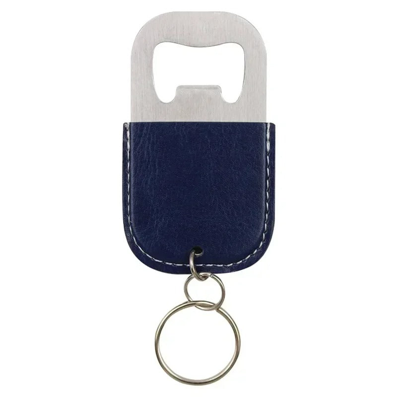 Leather Keychain with Metal Bottle Opener –  Keyring Gift