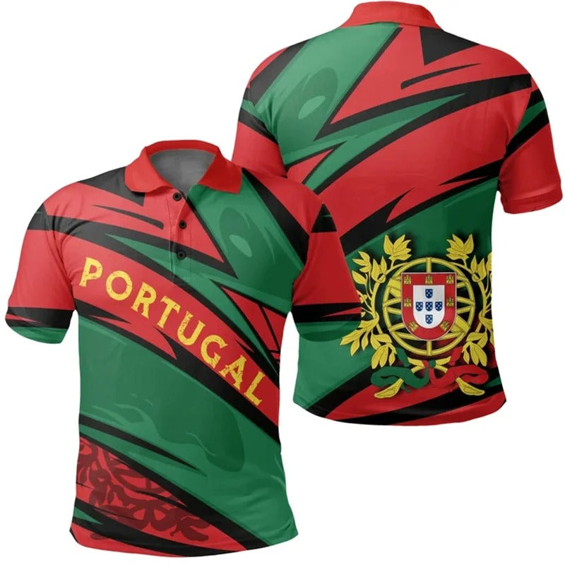 Portugal Sport Stylized Flag Polo Shirt For Men/Women