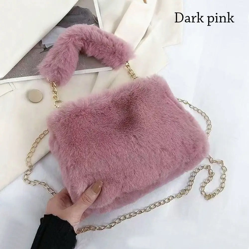 SnowGlow Plush Chain Underarm Bag