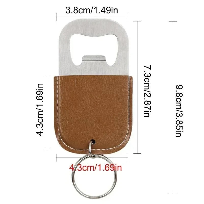 Leather Keychain with Metal Bottle Opener –  Keyring Gift