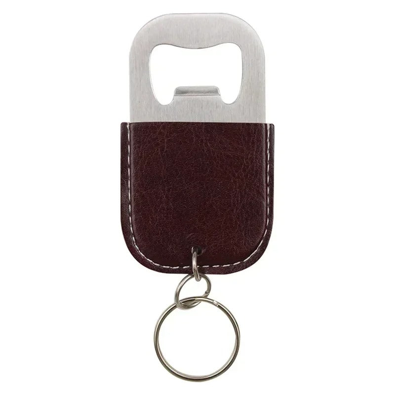 Leather Keychain with Metal Bottle Opener –  Keyring Gift