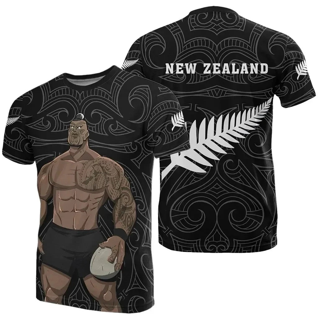New Zealand Maori Pattern Rugby Silver Fern T-Shirt For Men/Women