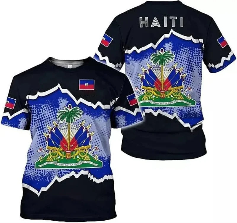 Sprayed Flag Haiti T-Shirt For Men/Women