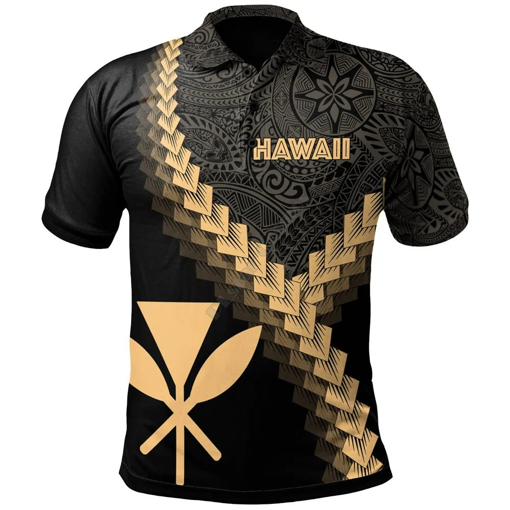 Hawaii Kanaka Coat Of Arms With Polynesian Tattoo Polo Shirt For Men/Women
