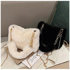 SnowGlow Plush Chain Underarm Bag