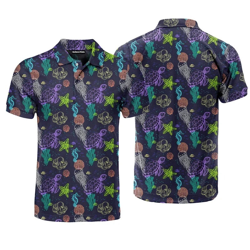Deep Sea Doodle Polo Shirt For Men/Women
