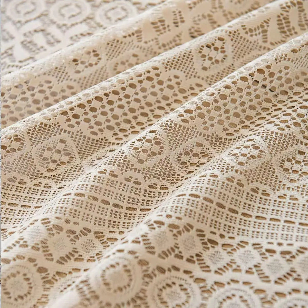 Vintage Lace Window Panel with Tassels