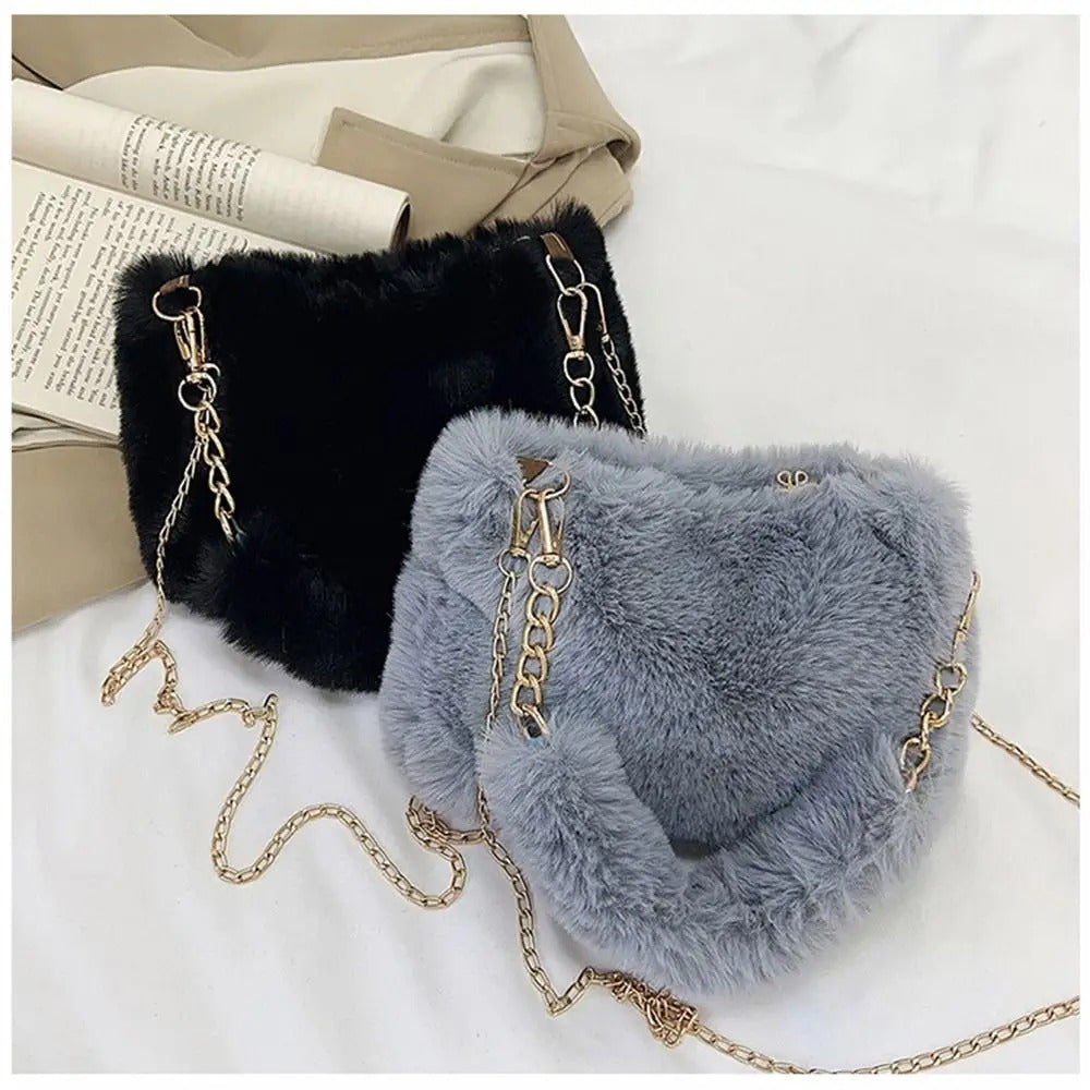 SnowGlow Plush Chain Underarm Bag