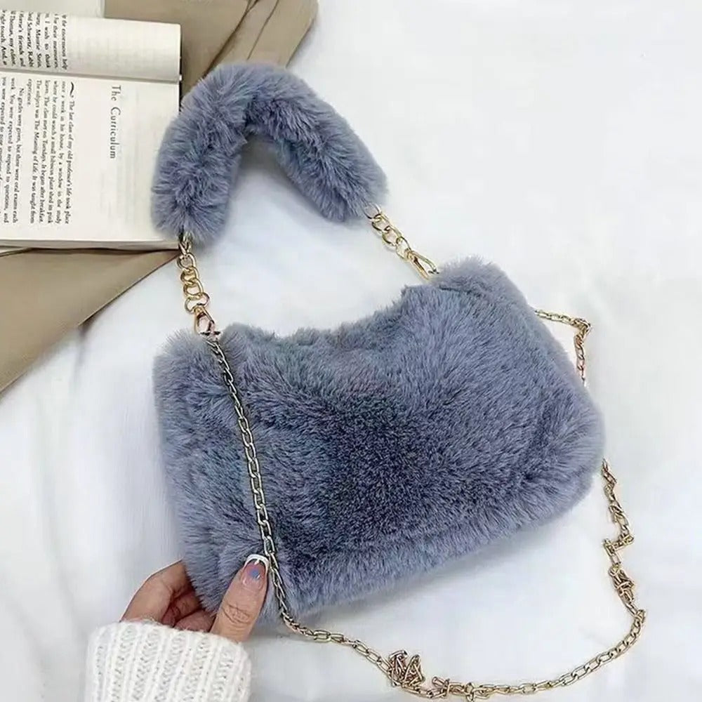 SnowGlow Plush Chain Underarm Bag