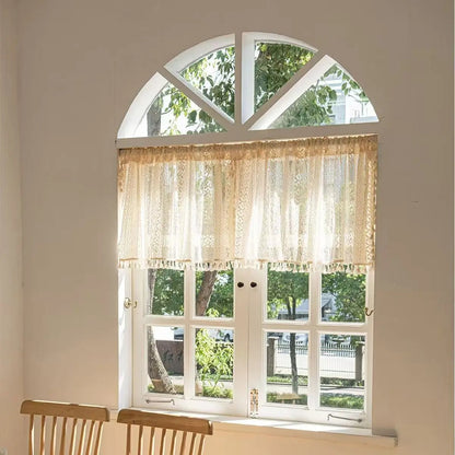 Vintage Lace Window Panel with Tassels