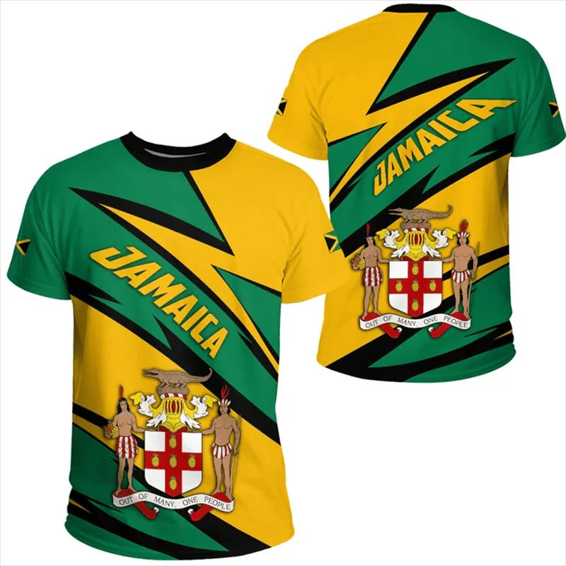 Jamaica Sport Stylized Flag T-Shirt For Men/Women