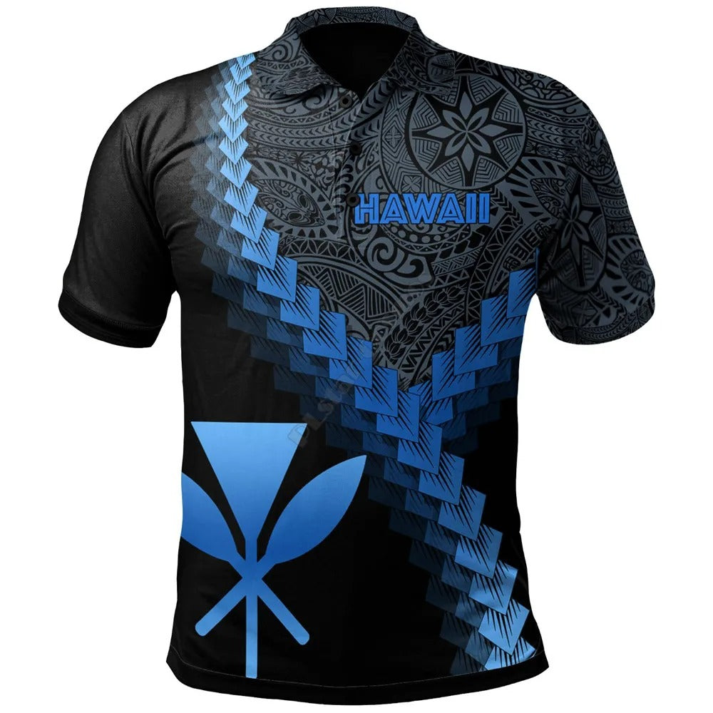 Hawaii Kanaka Coat Of Arms With Polynesian Tattoo Polo Shirt For Men/Women